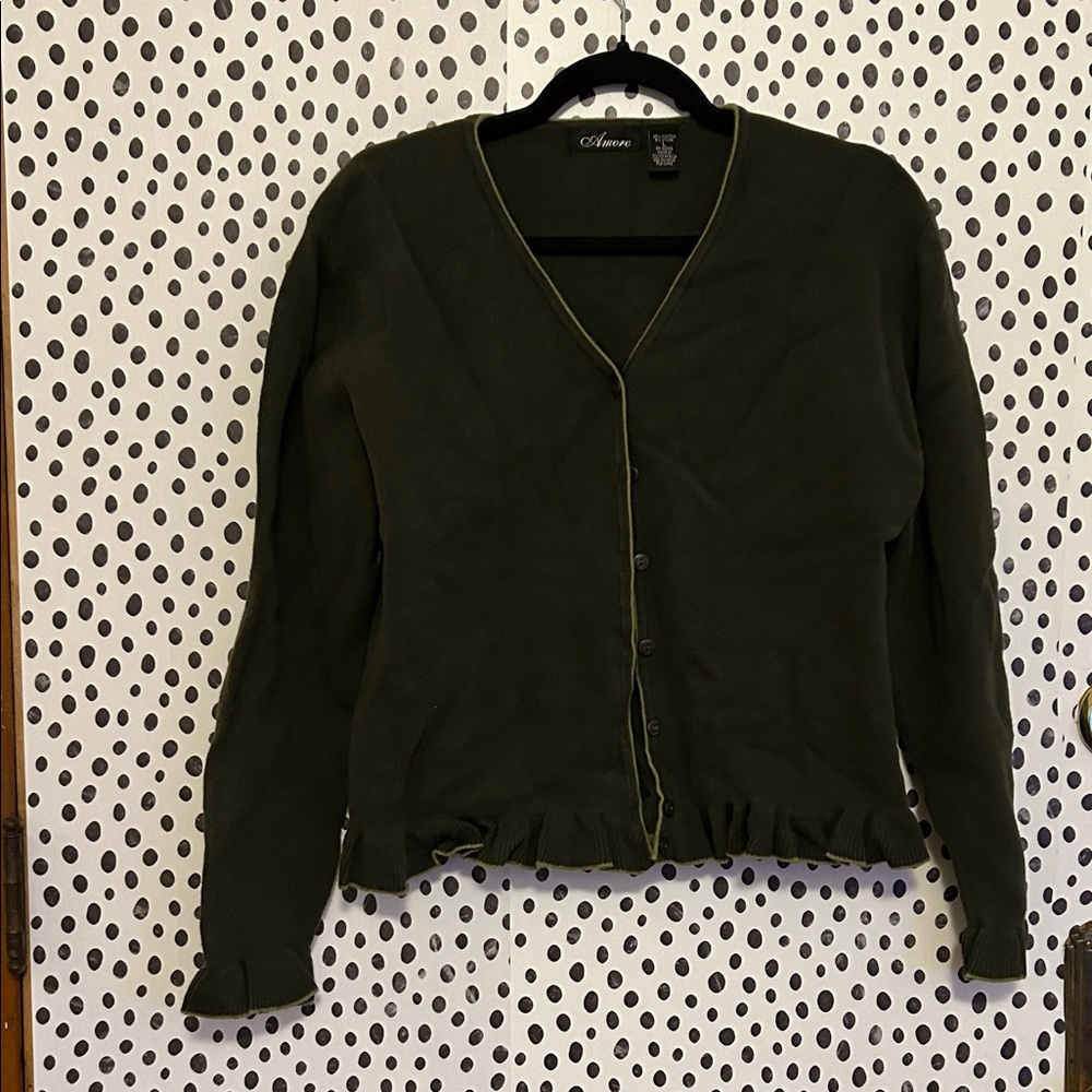 Olive Green Women's Cardigan Sweater